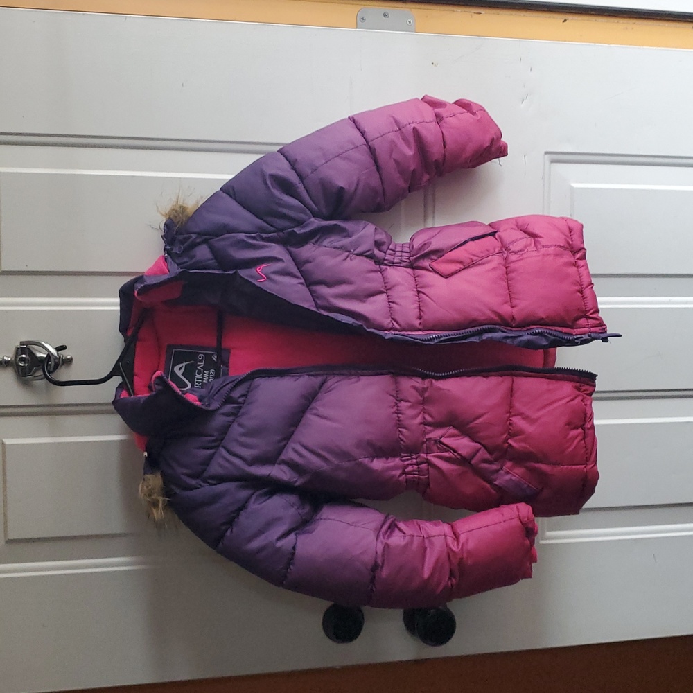 Vertical'9 Colorblock Girls Winter Jacket with Faux Fur Hood – Removable Hood